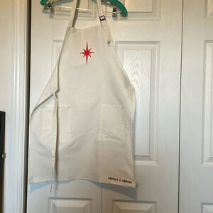 NWOT Stella Artois canvas apron Cream Adjustable neck strap logo 2 Lg pockets